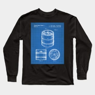 Beer Keg Patent - Beer Lover Craft Ale Art - Blueprint Long Sleeve T-Shirt